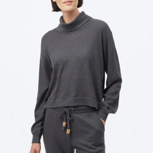 tentree Sweaters - Tentree waffleknit sweater cowl neck gray large waffle